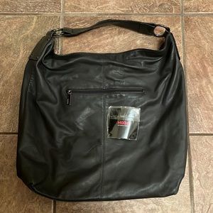 HOBO International Large Hobo Slouchy Style Gray Leather Shoulder Bag